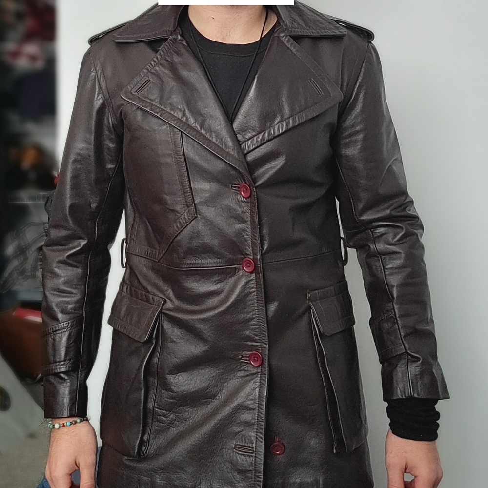 Men's Brown Bomber Jacket/Trench Coat - Picture 3 of 5
